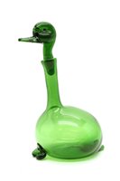 Lot 412 - A hand blown Empoli Verde decanter, in the shape of a duck thought to be designed by Gio Ponti for Toso Bagnoli, Italian, c.1950, 32cm high