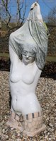 Lot 1039 - A marble garden statue modelled as a nude female Art Deco style dancers torso