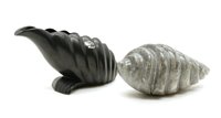 Lot 414 - A grey marble sculpture, in the form of a shell, by Angela Hawkins, signed with monogram, British, c.1980