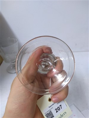 Lot 207 - An 18th century Kit Kat-type wine glass