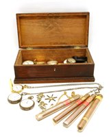 Lot 234 - A quantity of pocket watches, some silver cased examples, pocket watch chains, four compasses, a silver cigarette case and four cigars