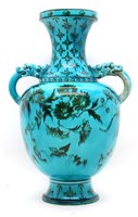 Lot 421 - A French aesthetic turquoise glazed vase