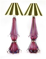 Lot 429 - A pair of large Murano glass lamps