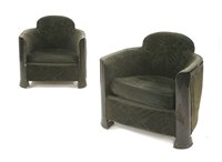 Lot 194 - A pair of Art Deco style ebonised armchairs