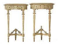 Lot 768 - A pair of Louis XVI-style demilune console tables