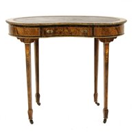 Lot 824 - A Victorian rosewood and coromandel kidney-shaped desk on square tapering legs