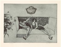 Lot 641B - Frank Martin (1921-2005) 'THE BLUE ROOM'. Print signed and numbered 15/50. 77cm x 59cm, unframed