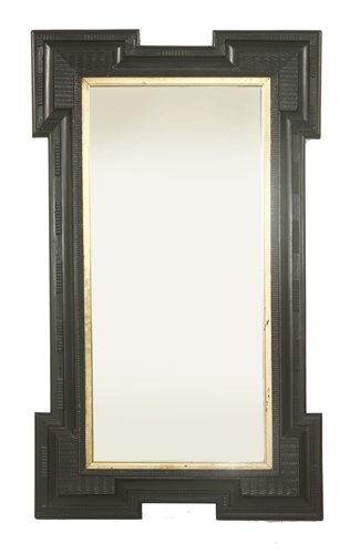 Lot 582 - An ebonised rectangular wall mirror