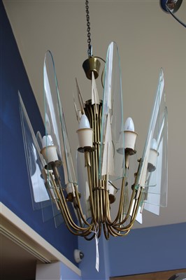 Lot 36 - A brass and cream-painted arrow chandelier
