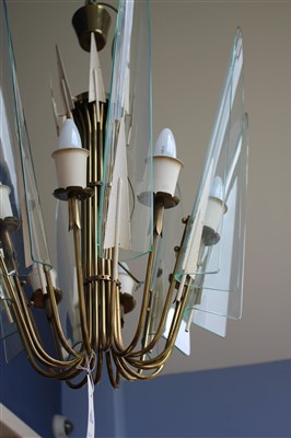 Lot 36 - A brass and cream-painted arrow chandelier