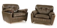 Lot 459 - A pair of buffalo leather club chairs