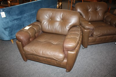 Lot 459 - A pair of buffalo leather club chairs