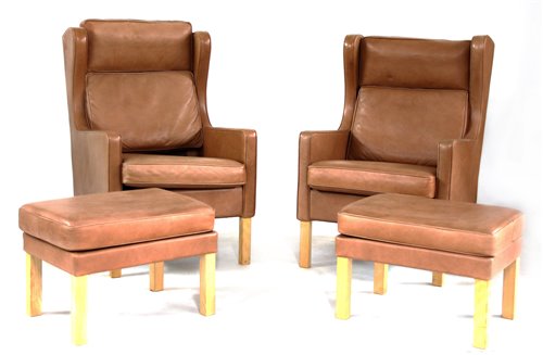 Lot 394 - A pair of leather armchairs