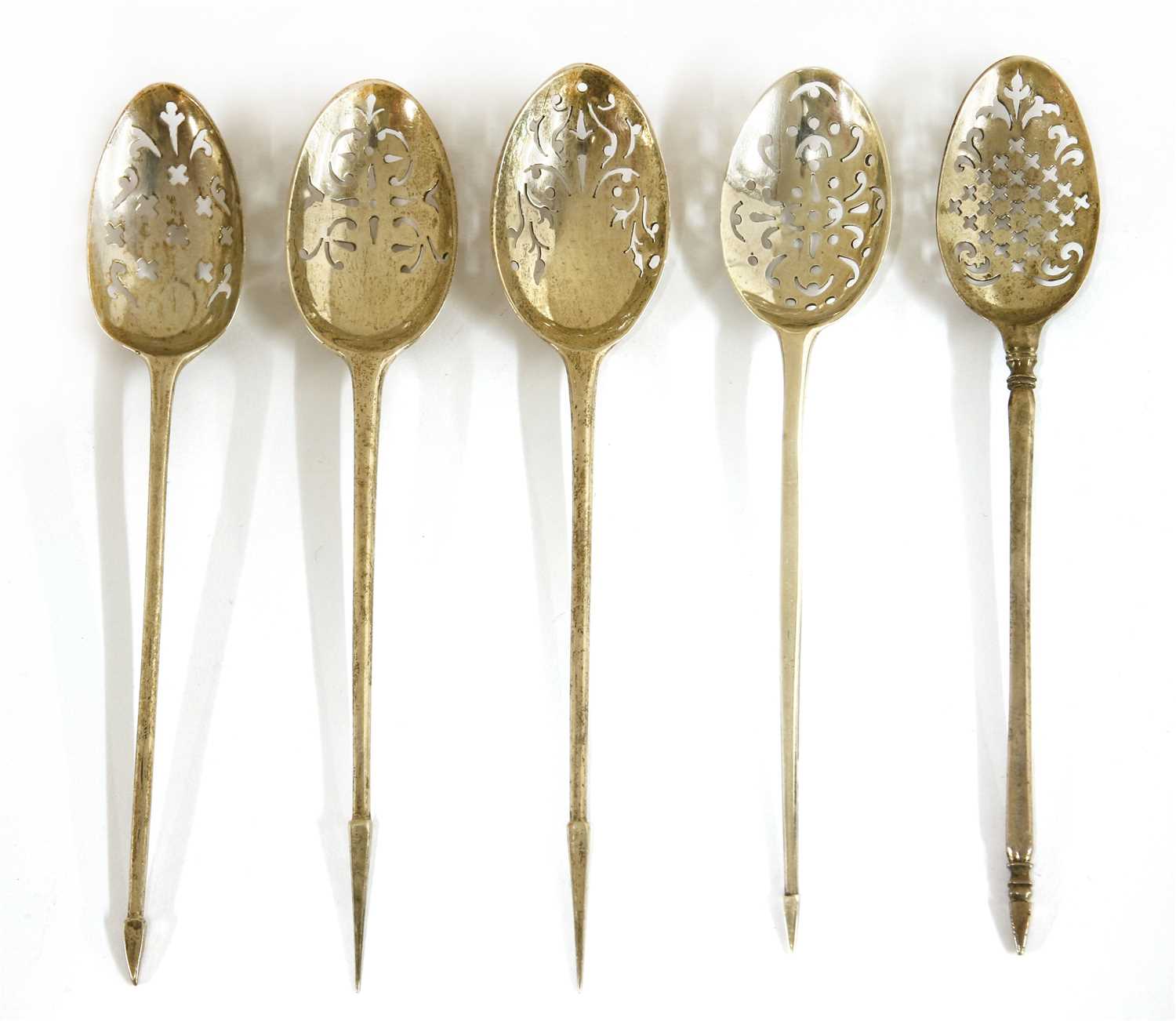 Lot 6 - Five silver mote spoons