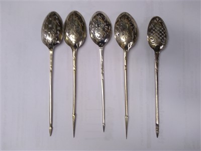 Lot 6 - Five silver mote spoons