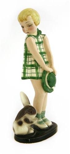 Lot 78 - A Goldscheider figure of a girl and a bunny rabbit