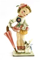 Lot 112A - A Goldscheider craft pottery figure of a girl holding an umbrella