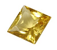 Lot 682 - An unmounted heliodor of modified princess cut