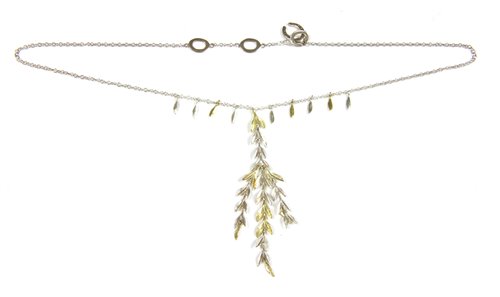 Lot 290 - A Links of London silver leaf spray drop necklace