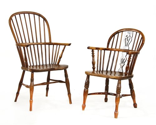 Lot 508 - A yew wood, elm and beech high-back Windsor chair