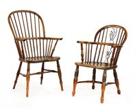 Lot 508 - A yew wood, elm and beech high-back Windsor chair