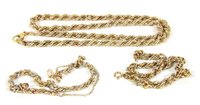 Lot 181 - A 9ct two colour gold rope and box link necklace