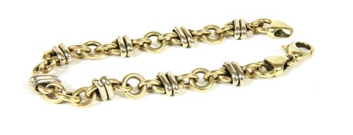 Lot 200 - A 9ct two colour gold fancy link bracelet