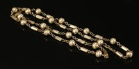 Lot 673 - A 9ct gold hollow bead and hexagonal bar link chain