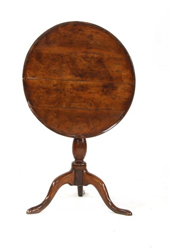 Lot 528 - A George III burr elm, walnut and beechwood tripod table