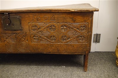 Lot 538 - A William and Mary elm-boarded chest