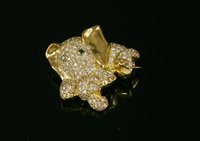 Lot 414 - A gold emerald and diamond set novelty elephant brooch, attributed to David Morris