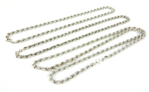 Lot 255 - A 9ct white gold rope link necklace