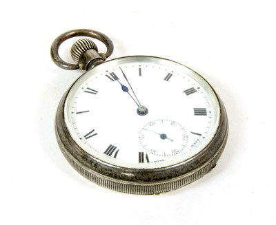 Lot 16 - A sterling silver open cased pocket watch