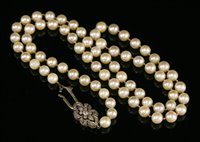 Lot 677 - A single row uniform cultured pearl necklace