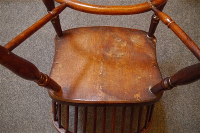Lot 512 - An harlequin set of five early Victorian yew wood and elm Windsor chairs