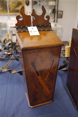 Lot 509 - A George III strung mahogany wall-mounted knife box