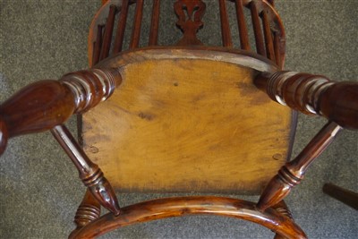 Lot 510 - A yew wood and elm high back Windsor chair