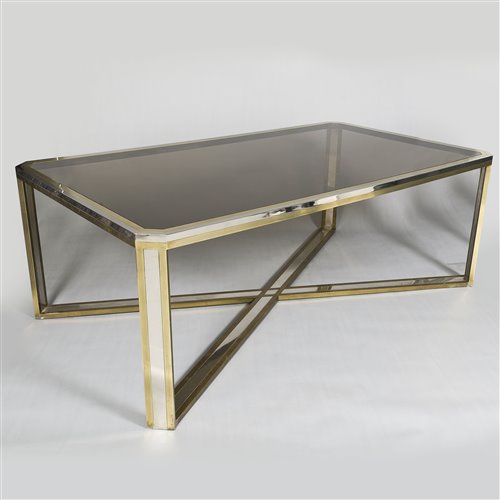 Lot 267 - An Italian brass and chrome dining table