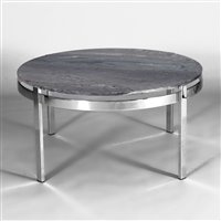 Lot 522 - A chrome and marble coffee table