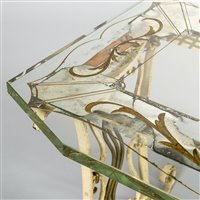 Lot 120 - An Italian wrought Iron and glass coffee table