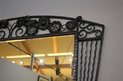 Lot 111 - A French wrought iron wall mirror