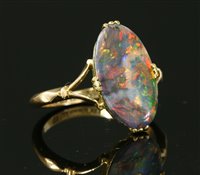 Lot 115 - A 15ct gold Edwardian single stone black opal ring