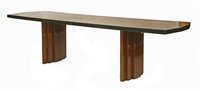 Lot 128 - An Art Deco walnut and ebonised boardroom type table