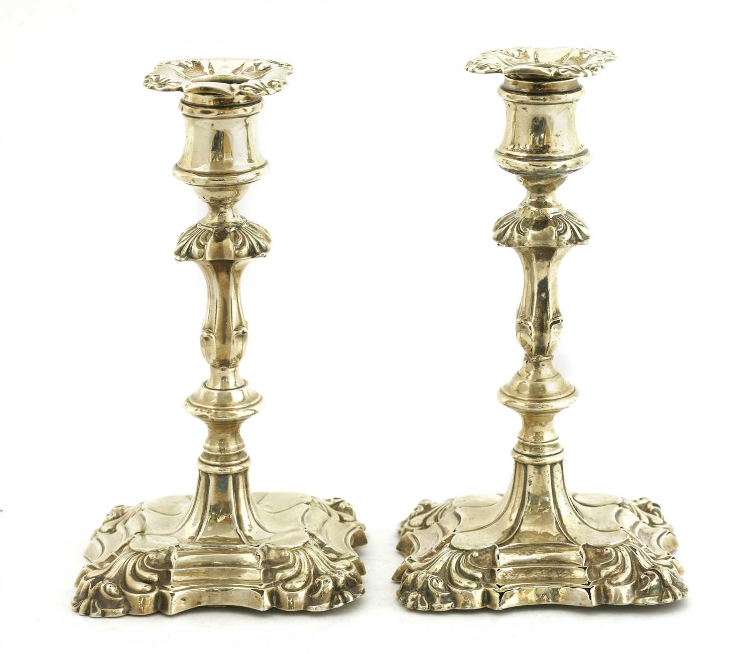 Lot 85 - A pair of Victorian silver candlesticks
