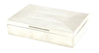 Lot 368 - A 20th century silver presentation cigarette box