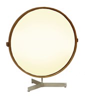 Lot 513 - A Luxus teak framed and steel mounted mirror