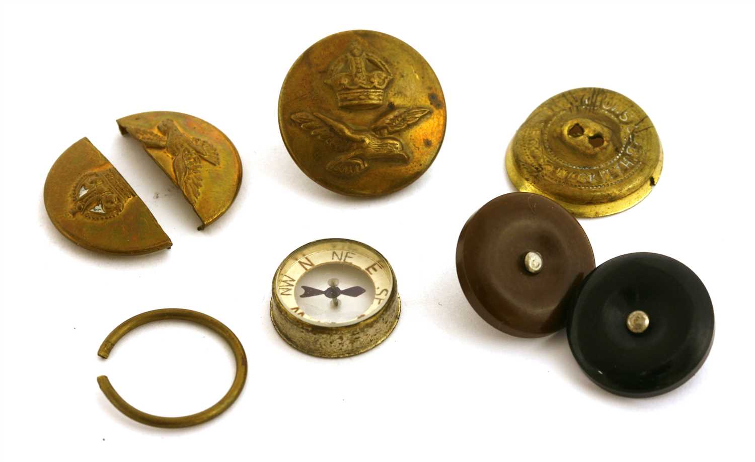 Lot 168 - Two military POW Escape buttons and an RAF compass button