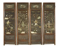 Lot 319 - A Chinese four-fold screen