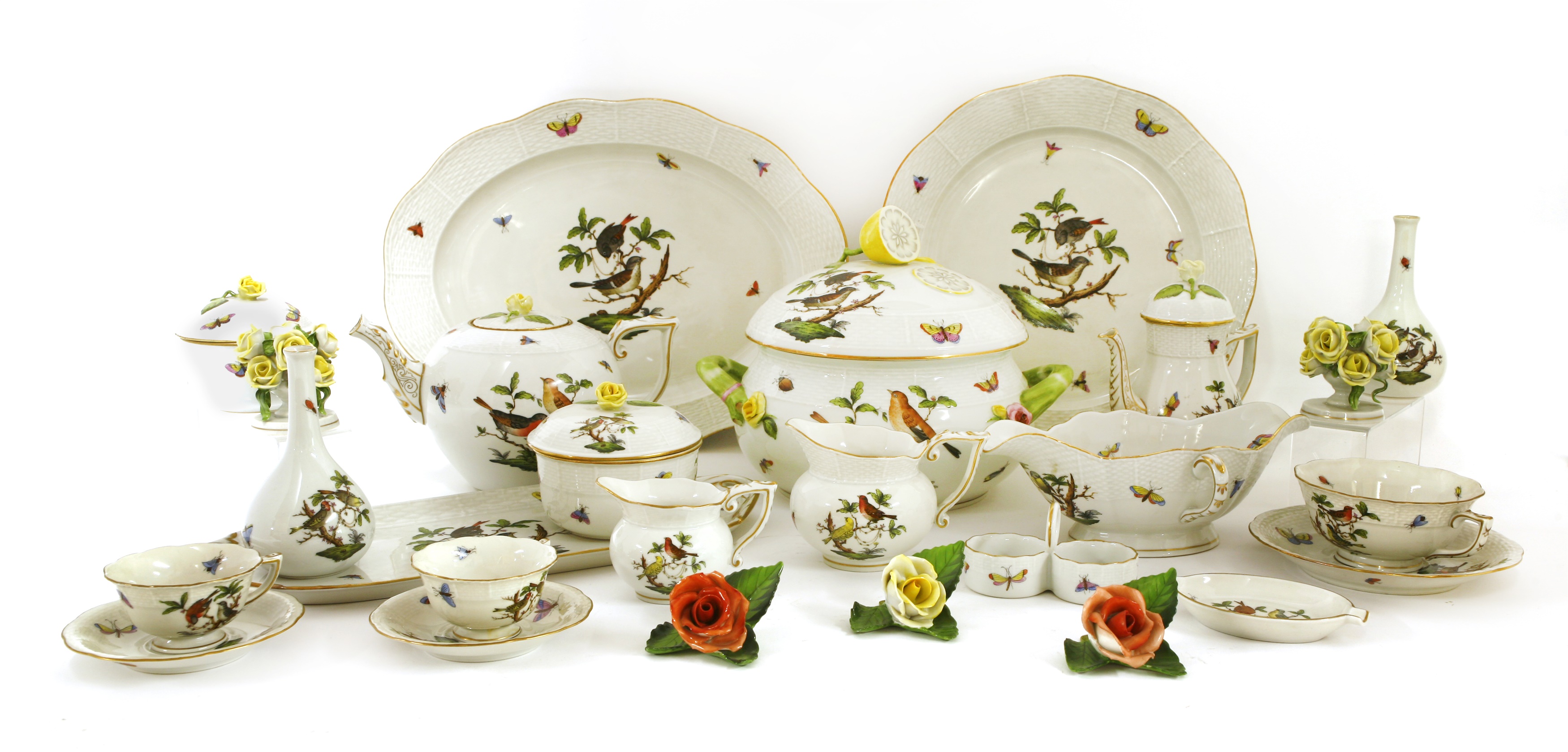 herend rothschild bird tea set