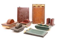 Lot 540 - A collection of plain tan leather or stained desk accessories
